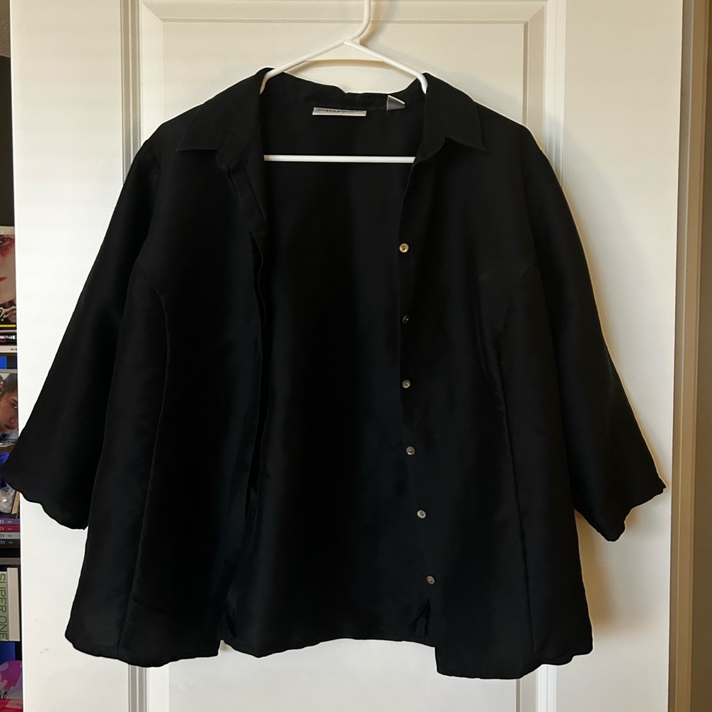 Valerie Stevens II 100% Silk Black Blouse